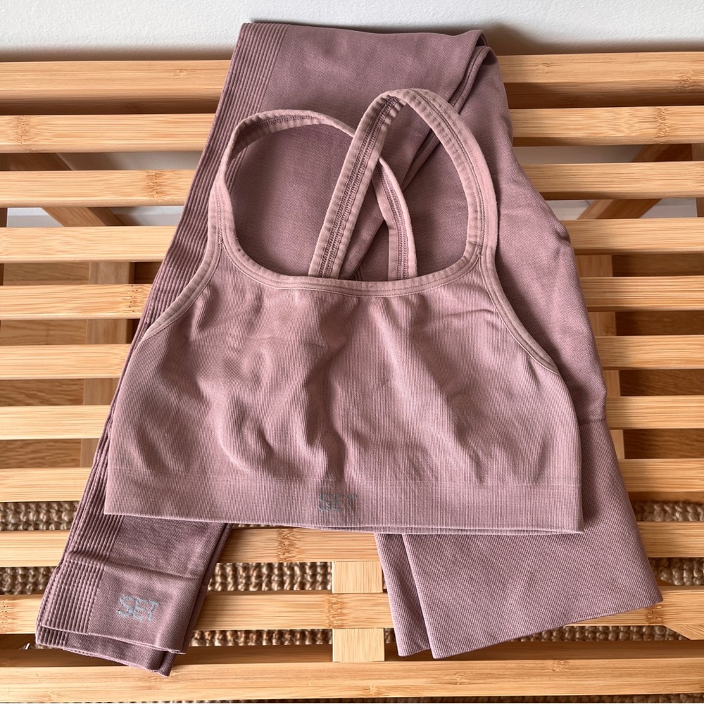 SET ACTIVE SculptFlex Dusty Pink Matching Set (Sports Bra + High Rise Leggings)